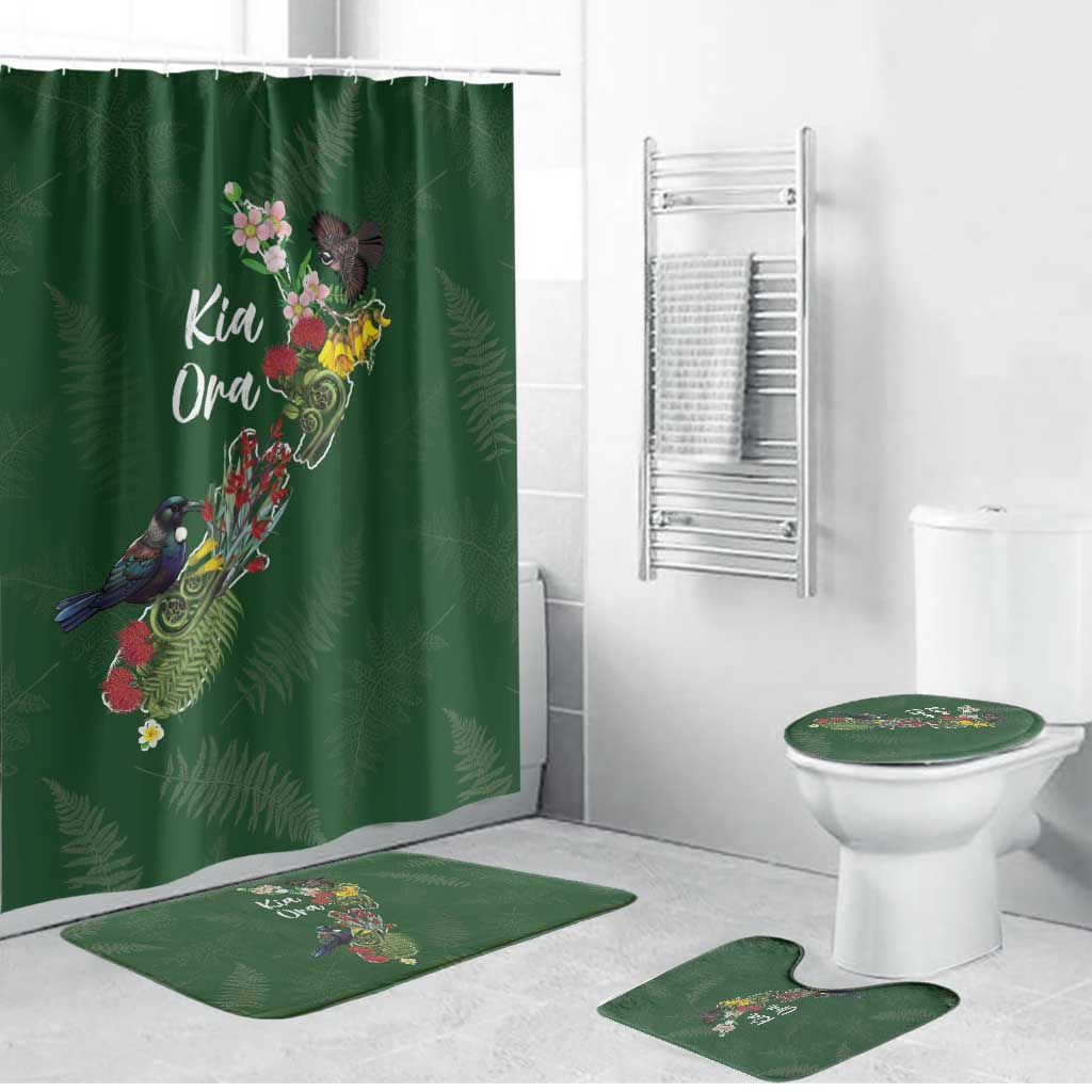 Kia Ora New Zealand Floral Bathroom Set Sage Green - Polynesian Pride