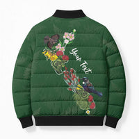 Kia Ora New Zealand Floral Personalized Bomber Puffer Jacket Sage Green - Polynesian Pride