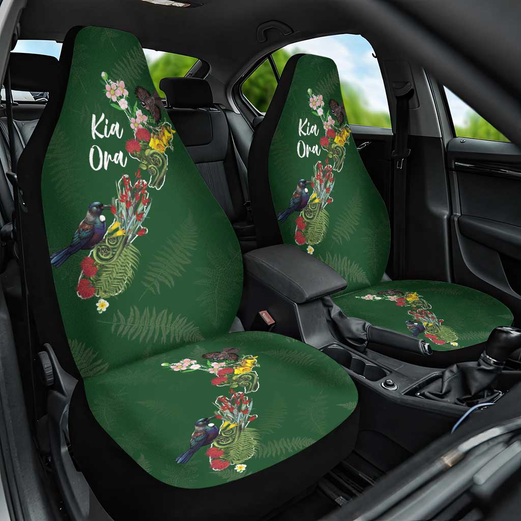 Kia Ora New Zealand Floral Car Seat Cover Sage Green - Polynesian Pride