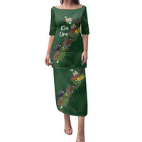 Kia Ora New Zealand Floral Personalized Family Matching Puletasi and Hawaiian Shirt Sage Green - Polynesian Pride