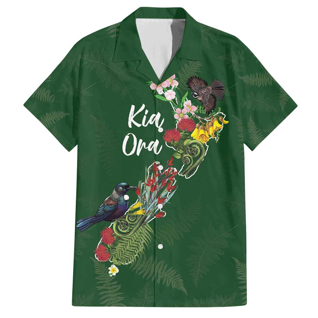 Kia Ora New Zealand Floral Personalized Family Matching Summer Maxi Dress and Hawaiian Shirt Sage Green - Polynesian Pride