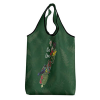 Kia Ora New Zealand Floral Grocery Bag Sage Green - Polynesian Pride