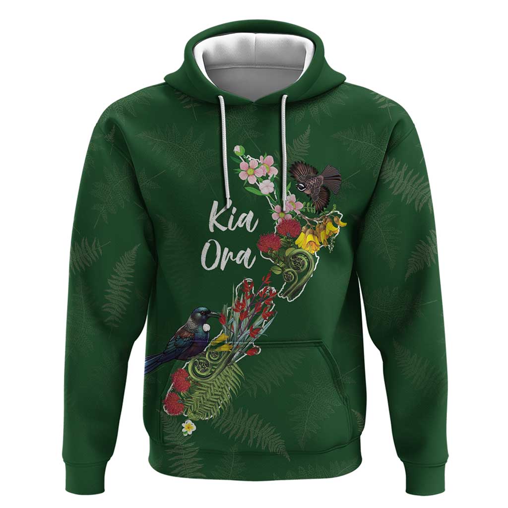 Kia Ora New Zealand Floral Personalized Hoodie Sage Green - Polynesian Pride