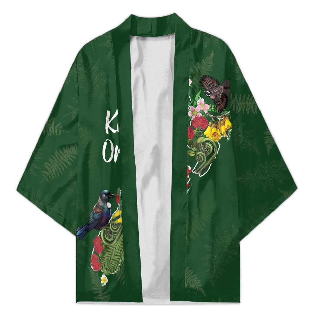Kia Ora New Zealand Floral Personalized Kimono Sage Green - Polynesian Pride