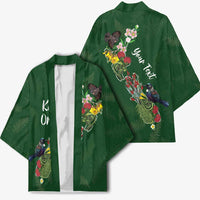 Kia Ora New Zealand Floral Personalized Kimono Sage Green - Polynesian Pride