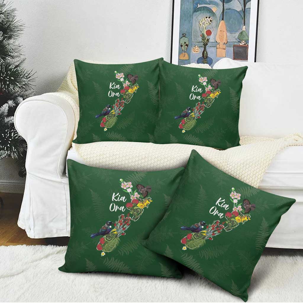 Kia Ora New Zealand Floral Pillow Cover Sage Green - Polynesian Pride