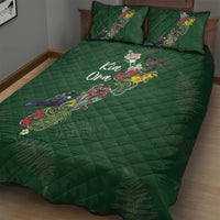 Kia Ora New Zealand Floral Quilt Bed Set Sage Green - Polynesian Pride