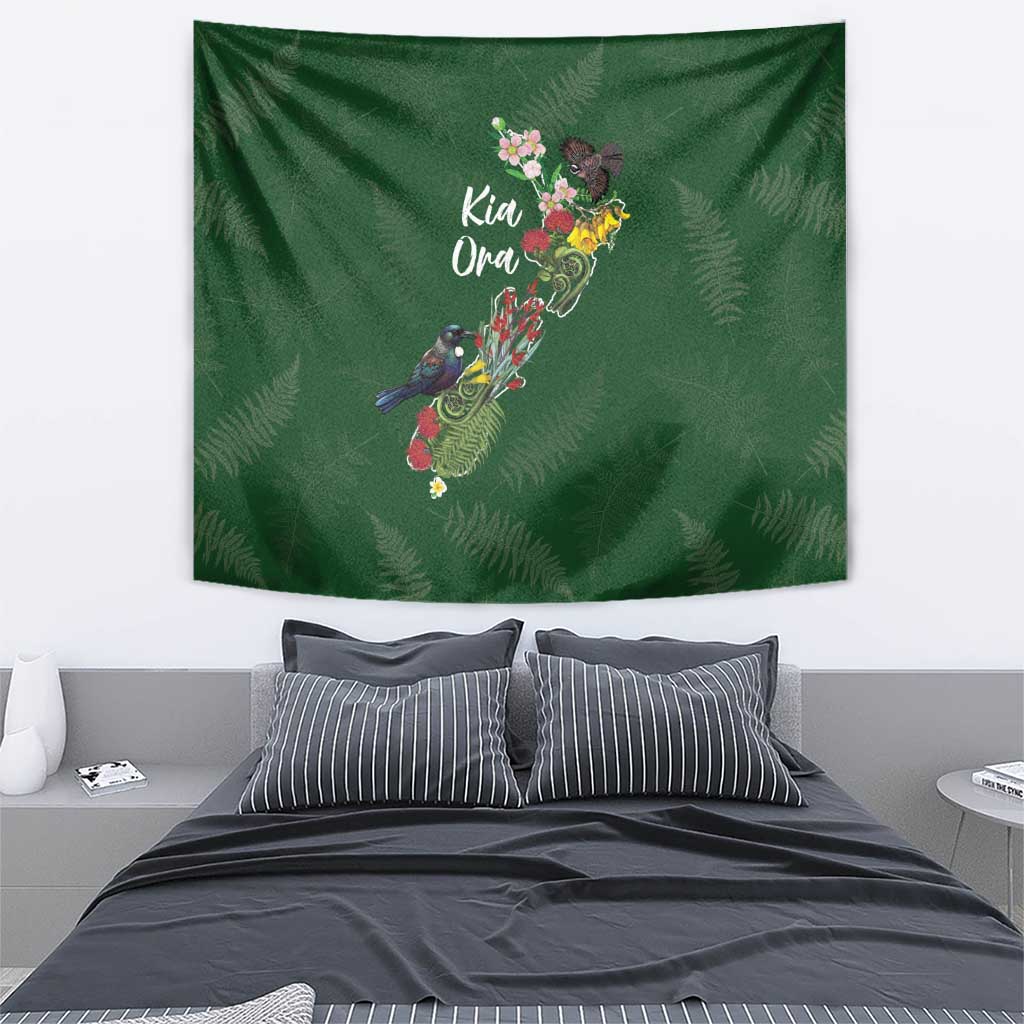 Kia Ora New Zealand Floral Tapestry Sage Green - Polynesian Pride