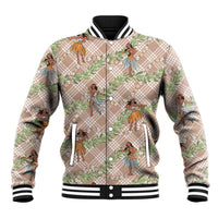 Beige Palaka Hula Girls Seamless Hawaii Aloha Baseball Jacket LT7 Unisex Beige - Polynesian Pride