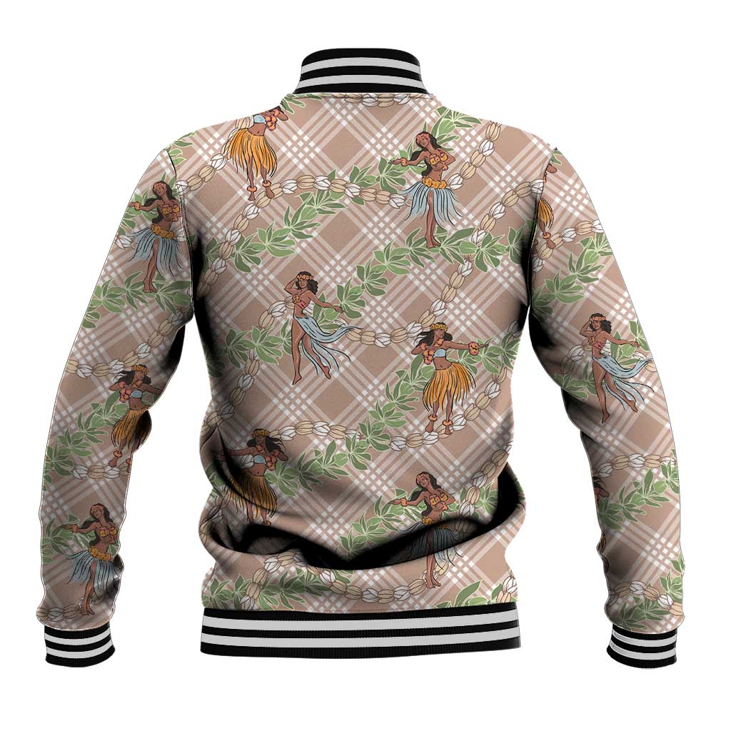 Beige Palaka Hula Girls Seamless Hawaii Aloha Baseball Jacket LT7 - Polynesian Pride