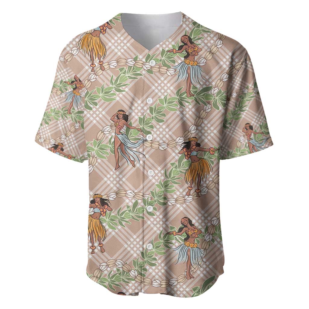 Beige Palaka Hula Girls Seamless Hawaii Aloha Baseball Jersey - Polynesian Pride