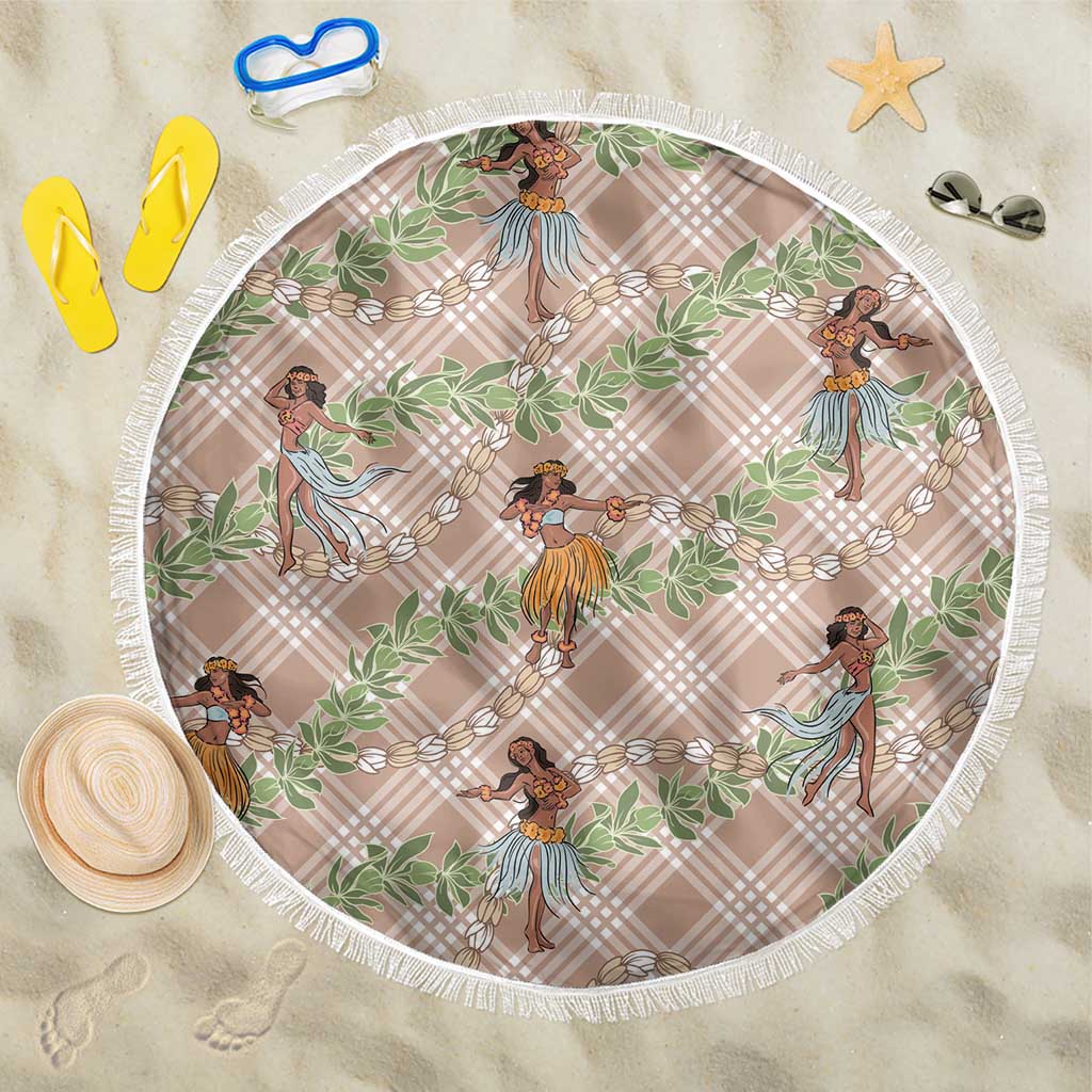 Beige Palaka Hula Girls Seamless Hawaii Aloha Beach Blanket - Polynesian Pride