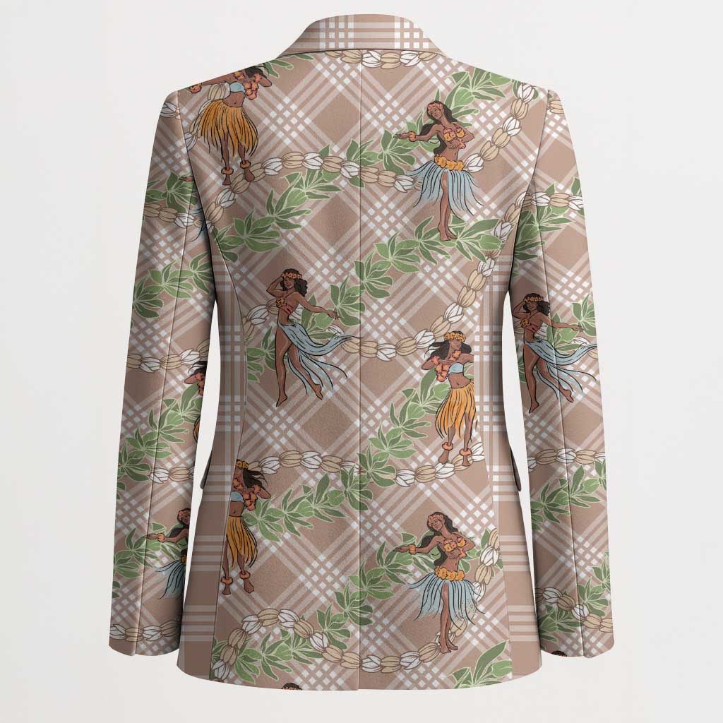 Beige Palaka Hula Girls Seamless Hawaii Aloha Blazer - Polynesian Pride
