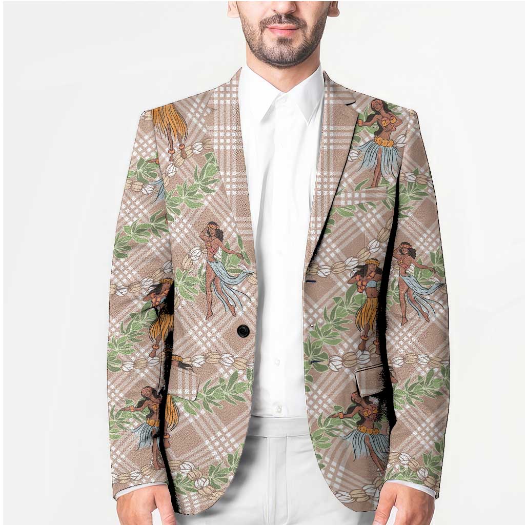 Beige Palaka Hula Girls Seamless Hawaii Aloha Blazer - Polynesian Pride