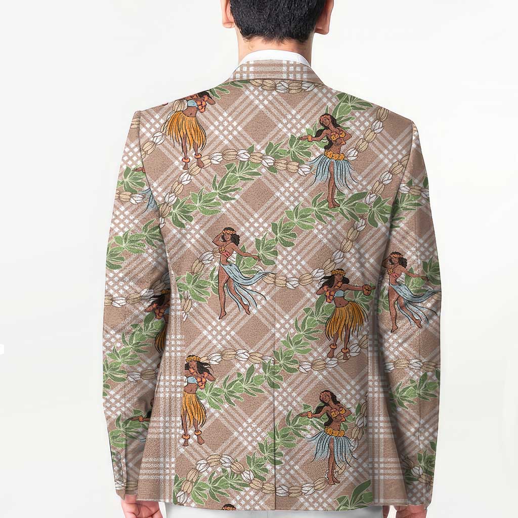 Beige Palaka Hula Girls Seamless Hawaii Aloha Blazer - Polynesian Pride