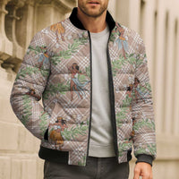 Beige Palaka Hula Girls Seamless Hawaii Aloha Bomber Puffer Jacket LT7 - Polynesian Pride
