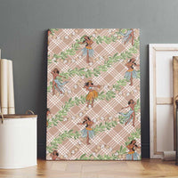 Beige Palaka Hula Girls Seamless Hawaii Aloha Canvas Wall Art - Polynesian Pride