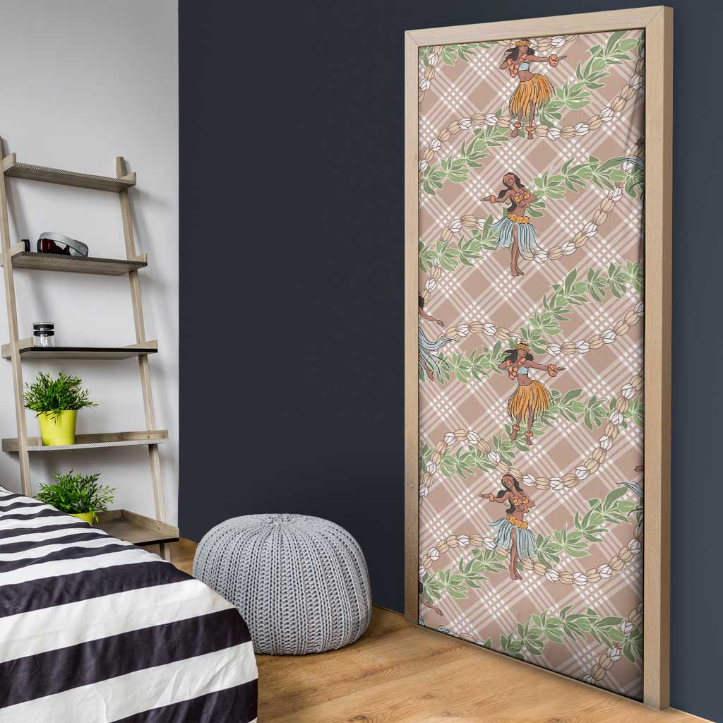 Beige Palaka Hula Girls Seamless Hawaii Aloha Door Cover LT7 - Polynesian Pride