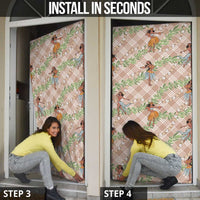 Beige Palaka Hula Girls Seamless Hawaii Aloha Door Cover LT7 - Polynesian Pride