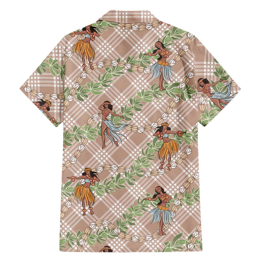Beige Palaka Hula Girls Seamless Hawaii Aloha Family Matching Puletasi and Hawaiian Shirt - Polynesian Pride