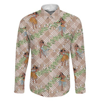 Beige Palaka Hula Girls Seamless Hawaii Aloha Family Matching Puletasi and Hawaiian Shirt - Polynesian Pride
