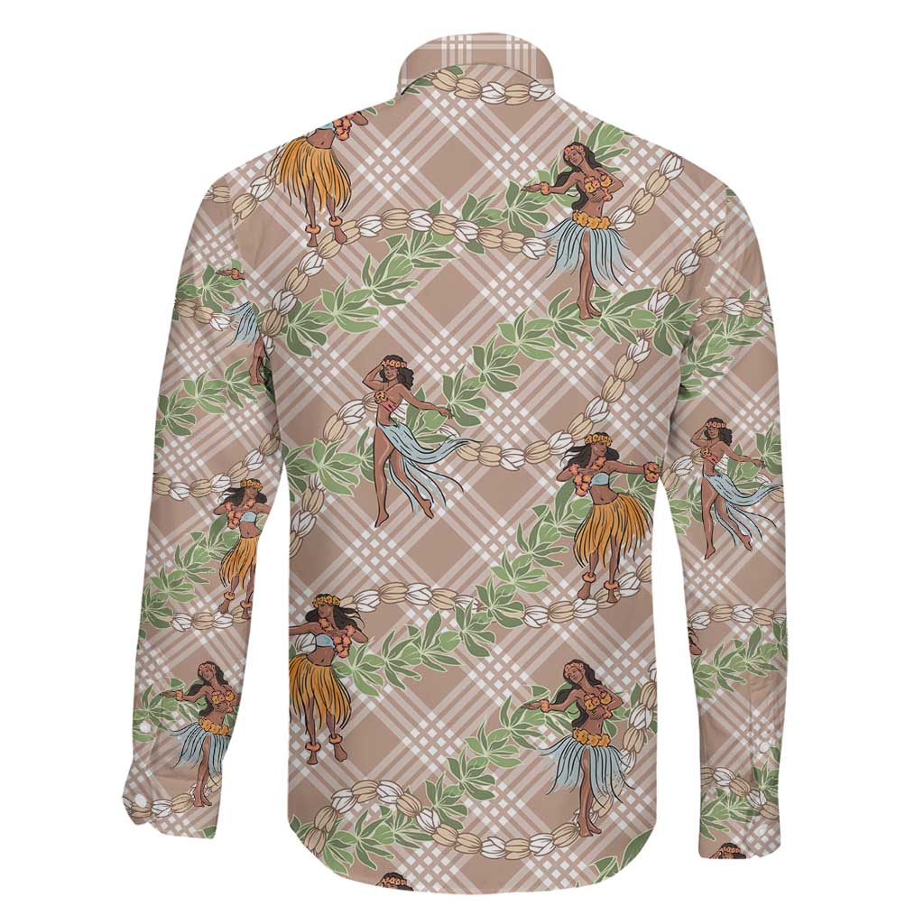 Beige Palaka Hula Girls Seamless Hawaii Aloha Family Matching Puletasi and Hawaiian Shirt - Polynesian Pride