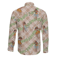 Beige Palaka Hula Girls Seamless Hawaii Aloha Family Matching Puletasi and Hawaiian Shirt - Polynesian Pride