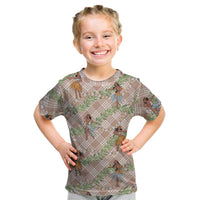 Beige Palaka Hula Girls Seamless Hawaii Aloha Kid T Shirt LT7 Beige - Polynesian Pride