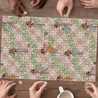 Beige Palaka Hula Girls Seamless Hawaii Aloha Puzzle LT7 - Polynesian Pride