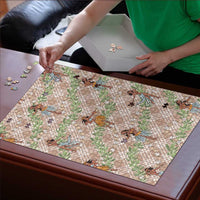 Beige Palaka Hula Girls Seamless Hawaii Aloha Puzzle LT7 - Polynesian Pride