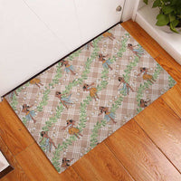 Beige Palaka Hula Girls Seamless Hawaii Aloha Rubber Doormat - Polynesian Pride