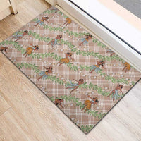 Beige Palaka Hula Girls Seamless Hawaii Aloha Rubber Doormat - Polynesian Pride