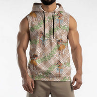 Beige Palaka Hula Girls Seamless Hawaii Aloha Sleeveless Hoodie - Polynesian Pride