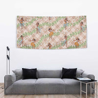 Beige Palaka Hula Girls Seamless Hawaii Aloha Tapestry - Polynesian Pride