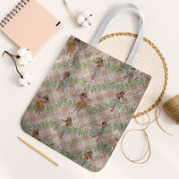 Beige Palaka Hula Girls Seamless Hawaii Aloha Tote Bag - Polynesian Pride