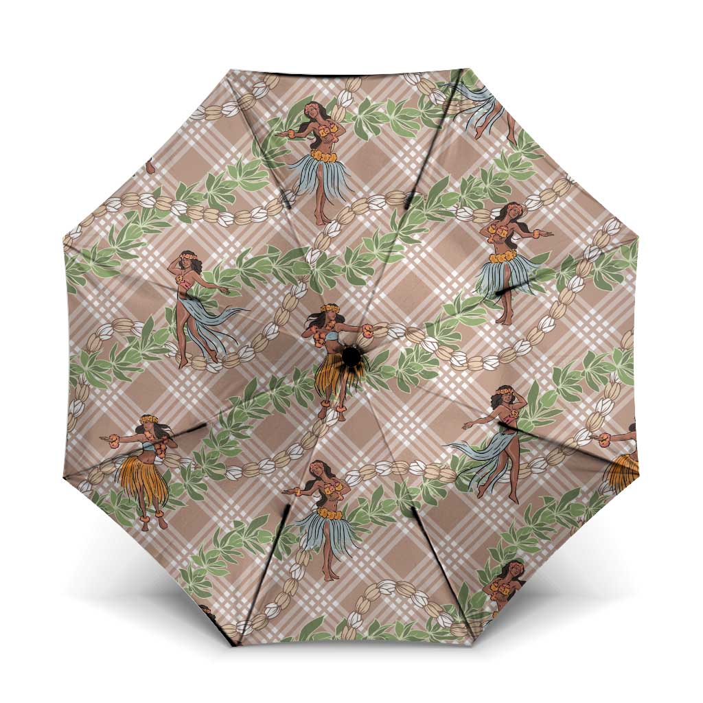 Beige Palaka Hula Girls Seamless Hawaii Aloha Umbrella - Polynesian Pride