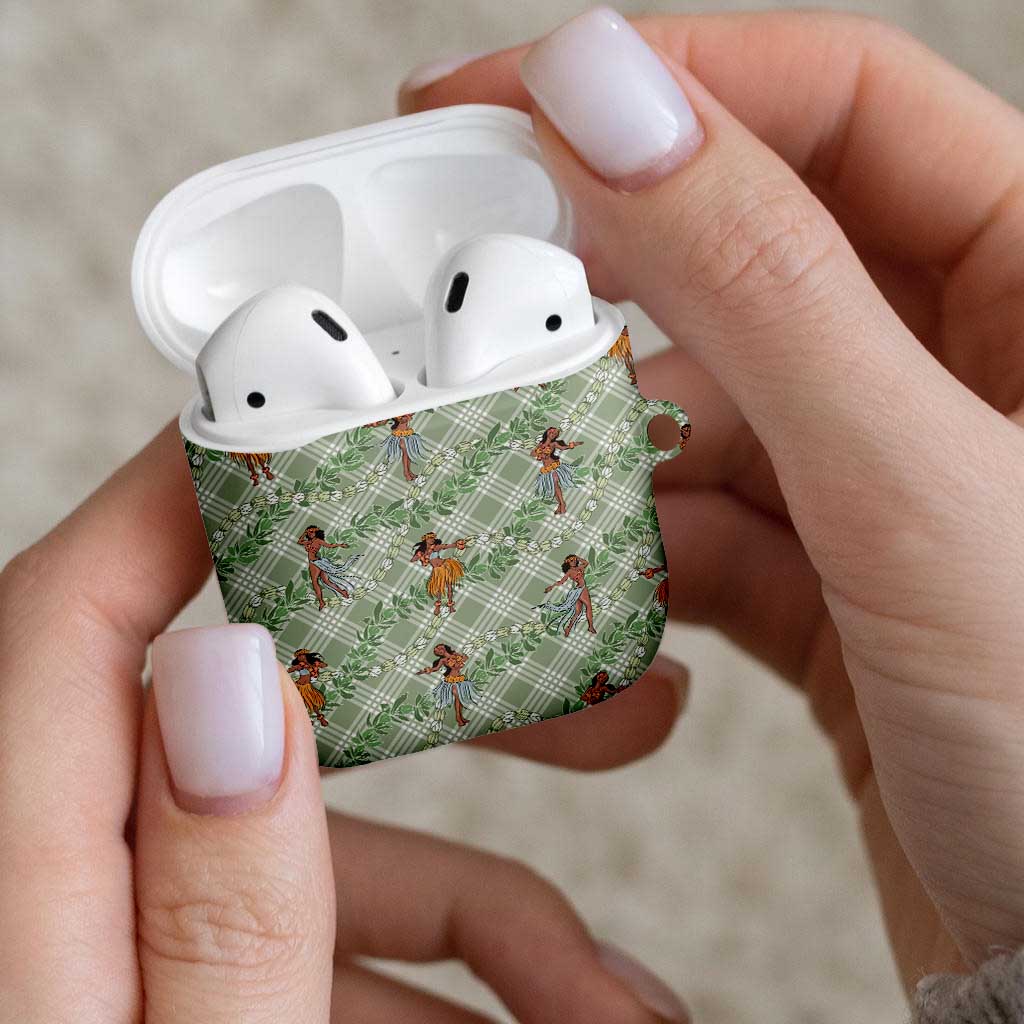 Mint Palaka Hula Girls Seamless Hawaii Aloha AirPods Case - Polynesian Pride