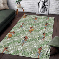 Mint Palaka Hula Girls Seamless Hawaii Aloha Area Rug - Polynesian Pride