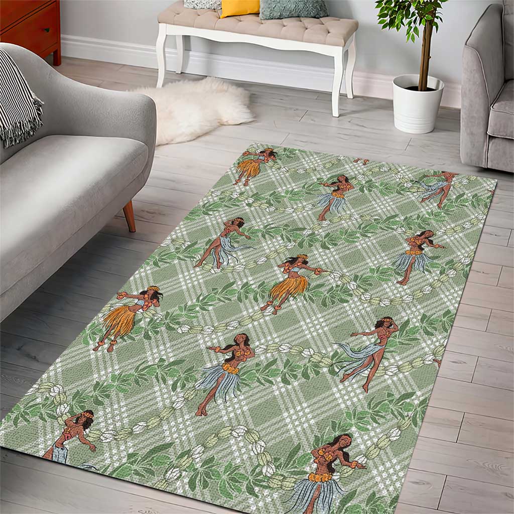 Mint Palaka Hula Girls Seamless Hawaii Aloha Area Rug - Polynesian Pride