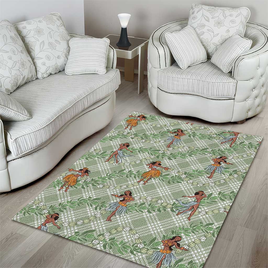 Mint Palaka Hula Girls Seamless Hawaii Aloha Area Rug - Polynesian Pride
