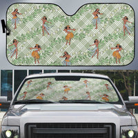 Mint Palaka Hula Girls Seamless Hawaii Aloha Auto Sun Shade LT7 Mint - Polynesian Pride