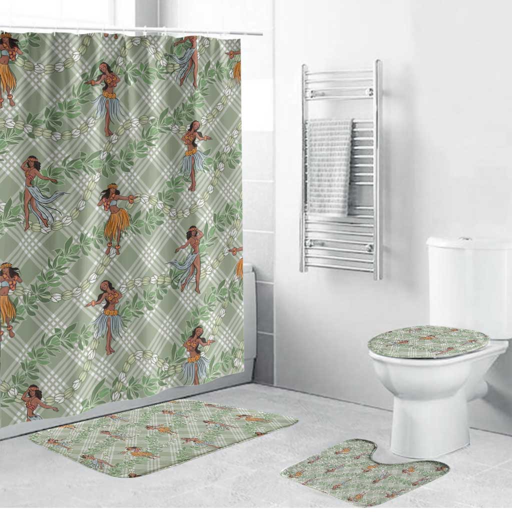 Mint Palaka Hula Girls Seamless Hawaii Aloha Bathroom Set - Polynesian Pride