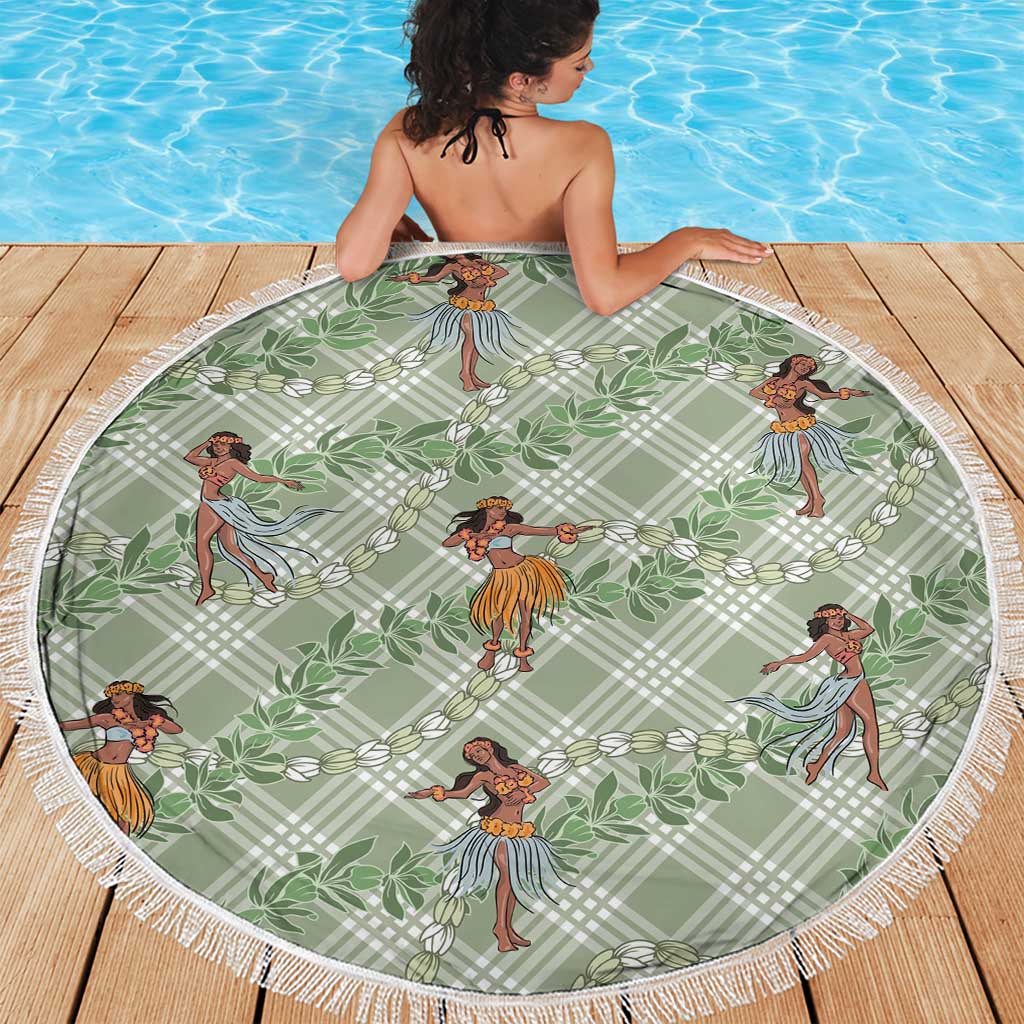 Mint Palaka Hula Girls Seamless Hawaii Aloha Beach Blanket - Polynesian Pride