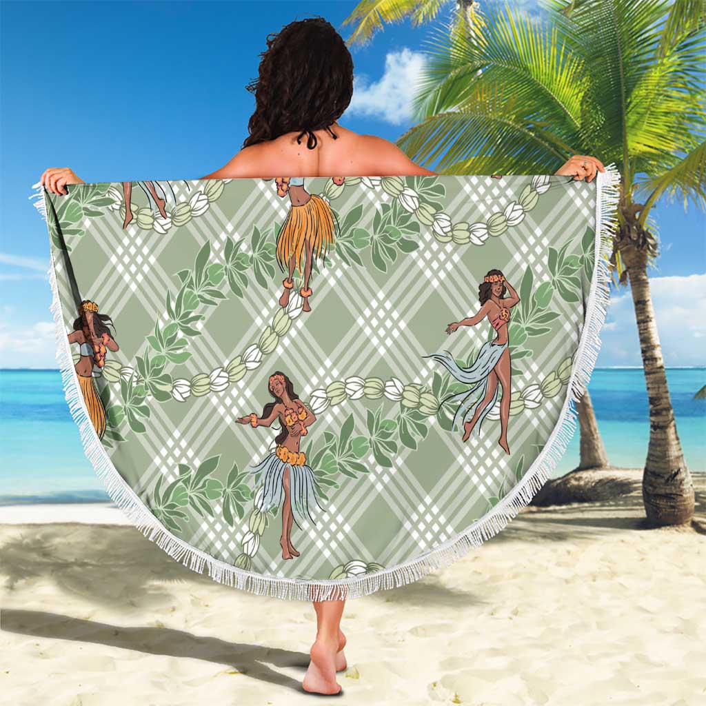 Mint Palaka Hula Girls Seamless Hawaii Aloha Beach Blanket - Polynesian Pride
