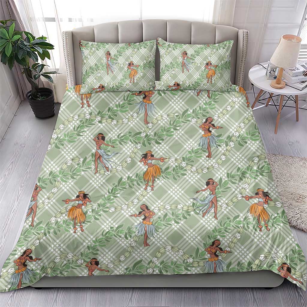 Mint Palaka Hula Girls Seamless Hawaii Aloha Bedding Set - Polynesian Pride