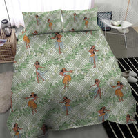 Mint Palaka Hula Girls Seamless Hawaii Aloha Bedding Set - Polynesian Pride