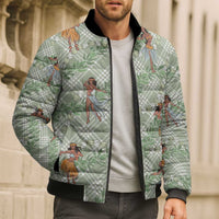 Mint Palaka Hula Girls Seamless Hawaii Aloha Bomber Puffer Jacket LT7 - Polynesian Pride