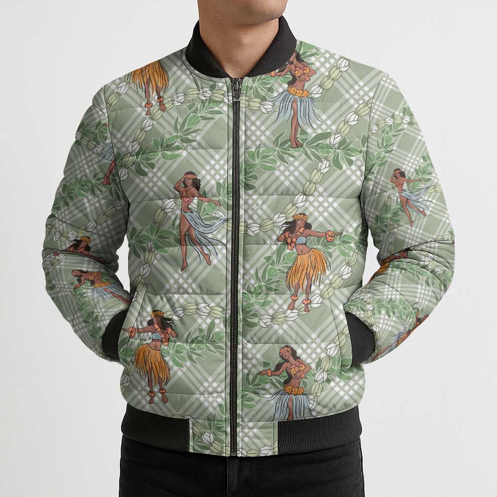 Mint Palaka Hula Girls Seamless Hawaii Aloha Bomber Puffer Jacket LT7 - Polynesian Pride