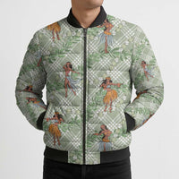 Mint Palaka Hula Girls Seamless Hawaii Aloha Bomber Puffer Jacket LT7 - Polynesian Pride