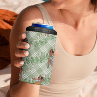 Mint Palaka Hula Girls Seamless Hawaii Aloha 4 in 1 Can Cooler Tumbler - Polynesian Pride